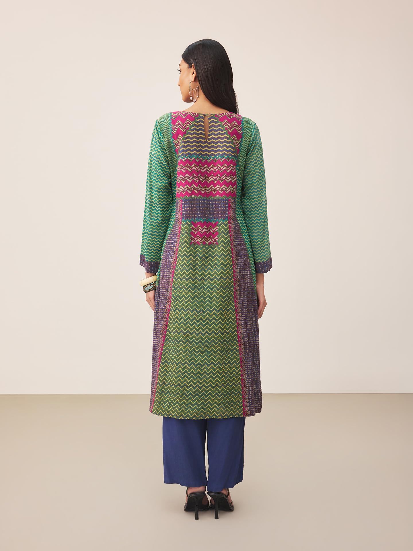 Ritu Kumar Teal Sugati Kurta With Pant And Dupatta