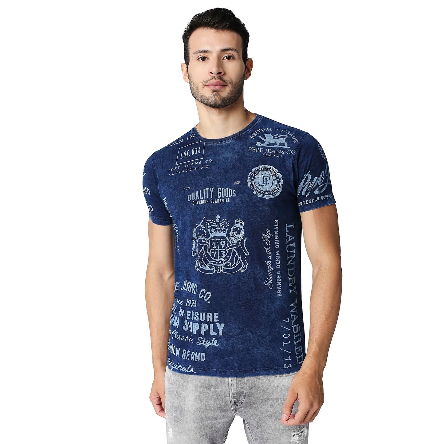 Pepe Jeans Men's Fitted T-Shirt (PM508832_Indigo S)