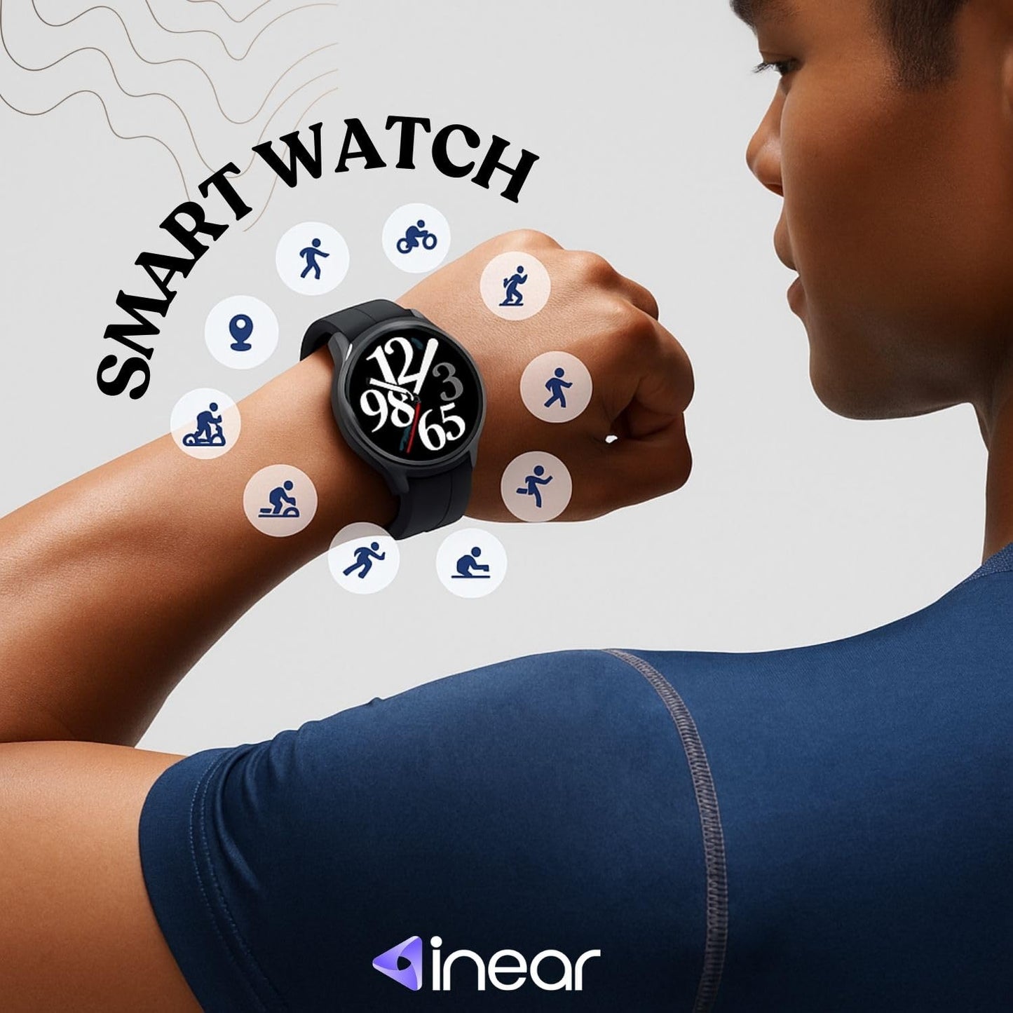 InEar INWATCH Ultra Smartwatch 2.1" HD Display, Bluetooth Calling, Fitness Watch with Heart Rate Monitor, Sleep Tracker, IPX4 Waterproof, Black Strap, Smartwatch for Android iOS Men Women