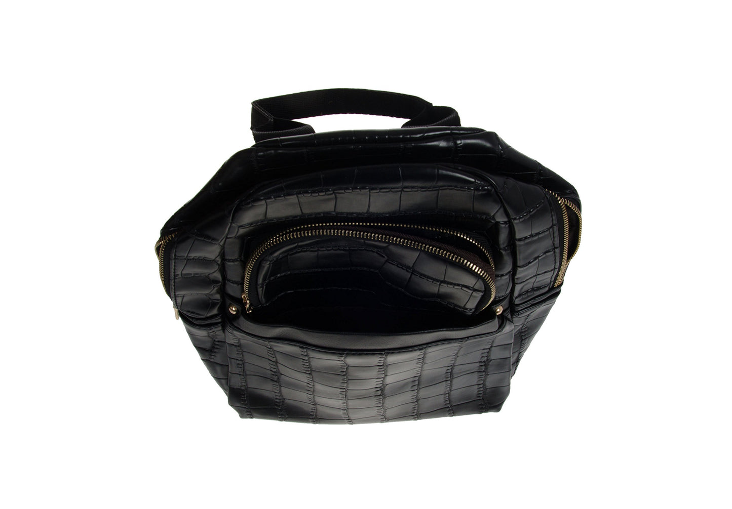 Artisan Crafted Textured Leather Look Handbag Backpack/College Bag/Office Bag (Black) For Women/Girls