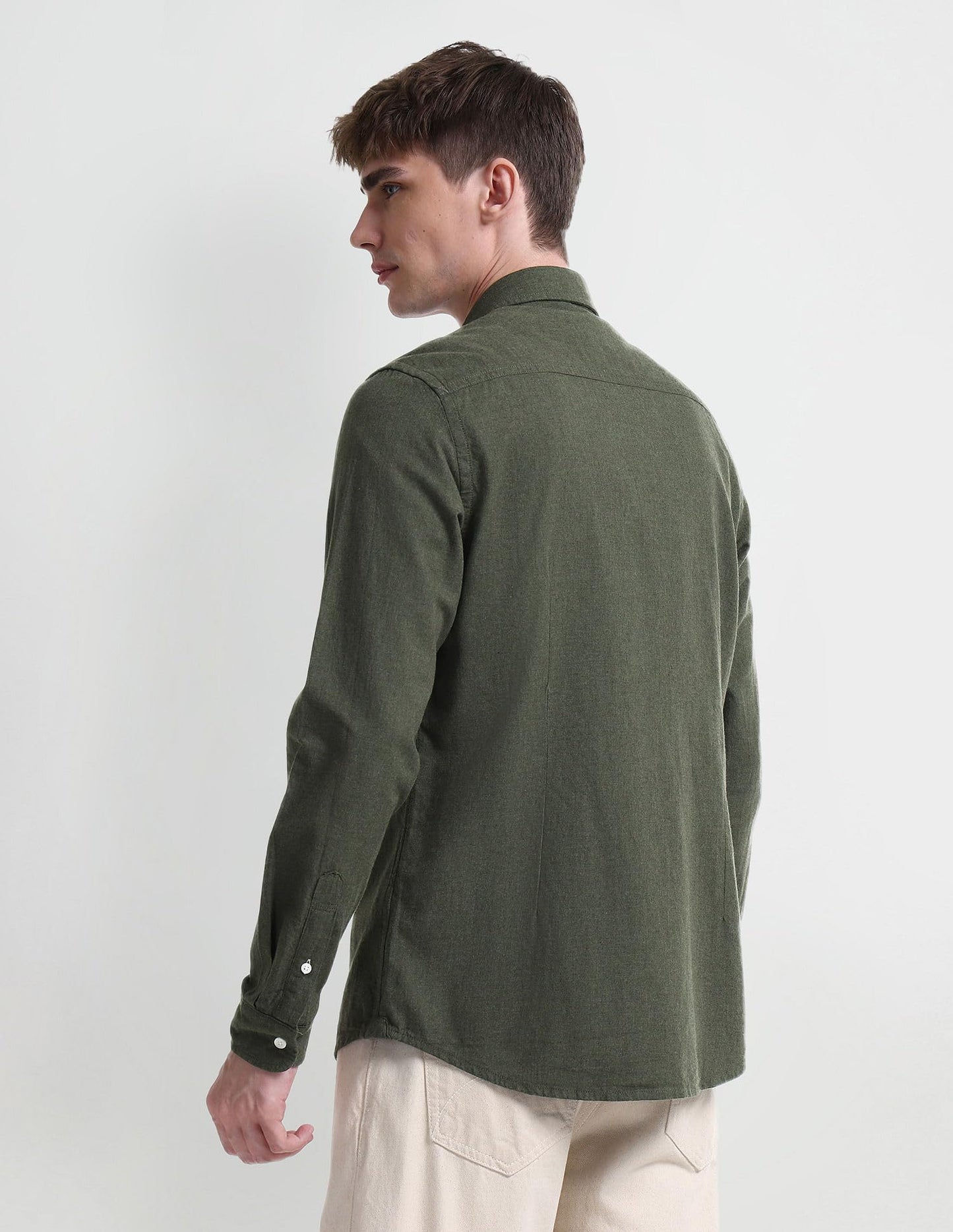 U.S. POLO ASSN. Men's Cotton Regular Fit Shirt (UDSHTO1217A_Olive,Medium