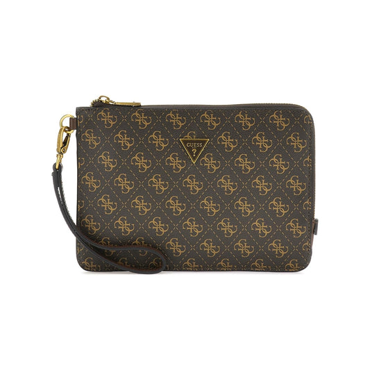 GUESS Men Brown Printed PU Pouch Wallet