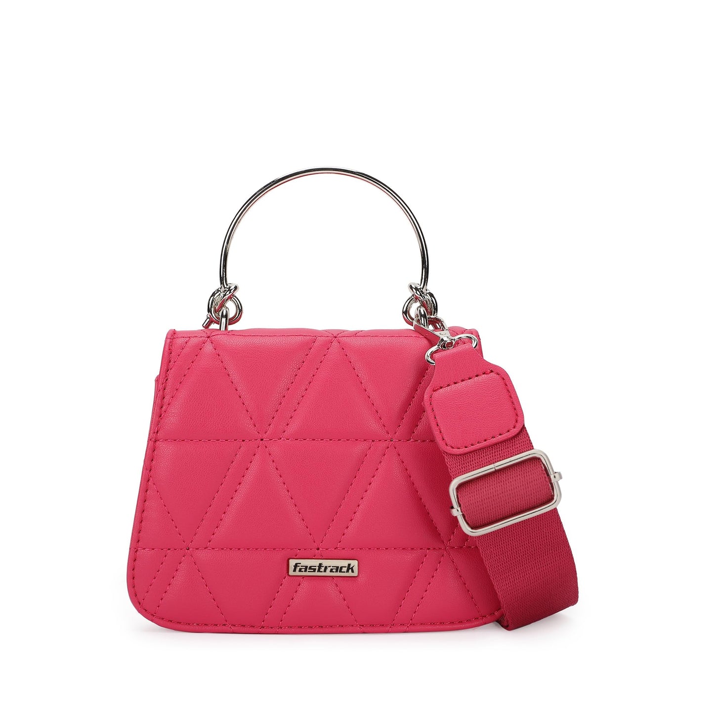 Fastrack Quilted pink Sling Bag for Women | Lightweight Crossbody with Adjustable Webbing Strap, Button Closure & Clean Stitch Detail | Everyday Carry for Casual Outings & Coffee Runs