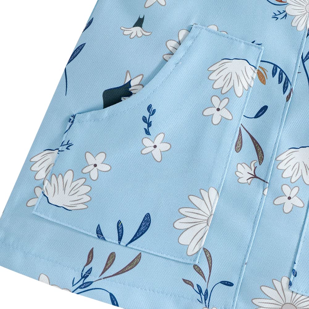 Hopscotch Girls Cotton and Polyester Floral Print T-shirt & Overall Pinafore Set in White Color For Ages 4-5 Years (BE1-4066901)