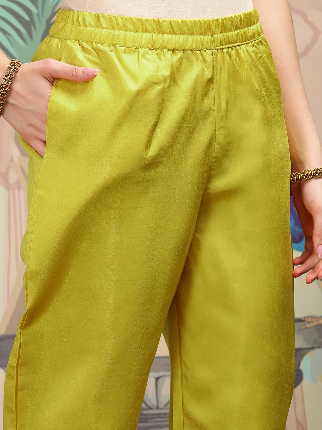 ishin Floral Embroidered V-Neck Three-Quarter Sleeves Silk Chiffon Kurta Set | Kurta set for women | Kurta with trousers and dupatta