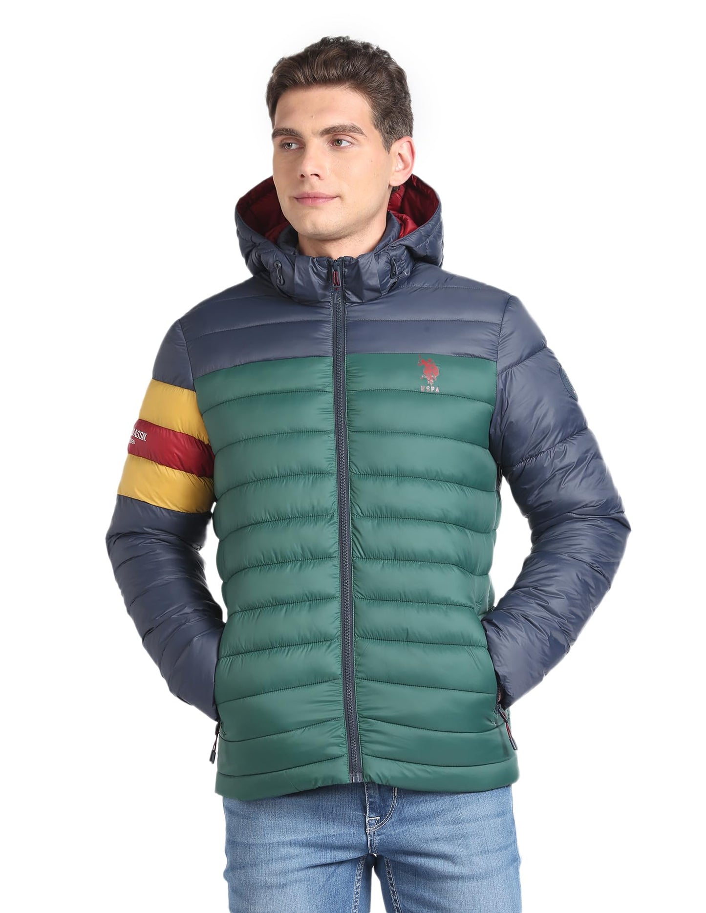 U.S. Polo Assn. Detachable Hood Colour Block Jacket