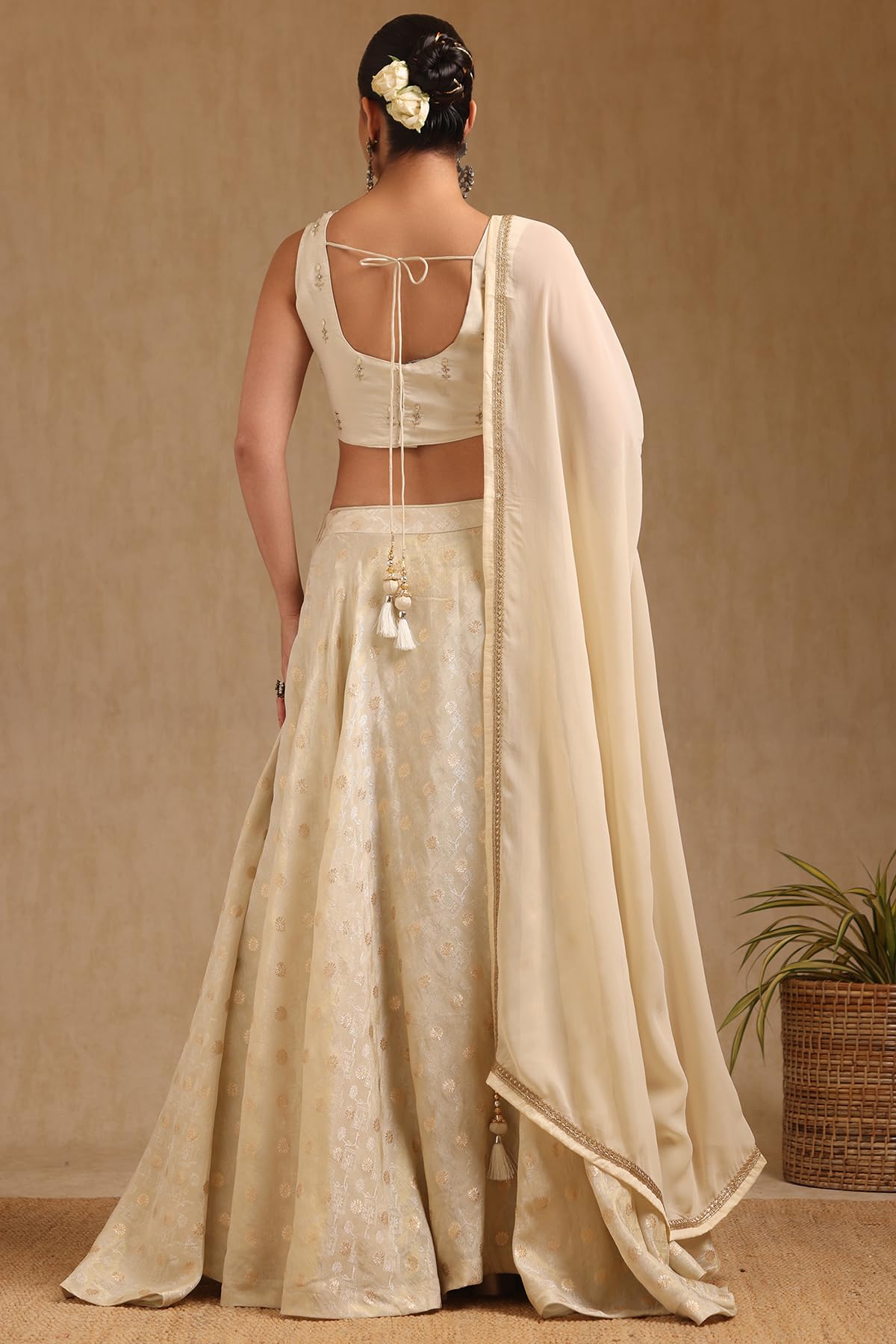 Soch Women's Brocade Lehenga Choli Set (OWS5CD21774_Off White_XL)