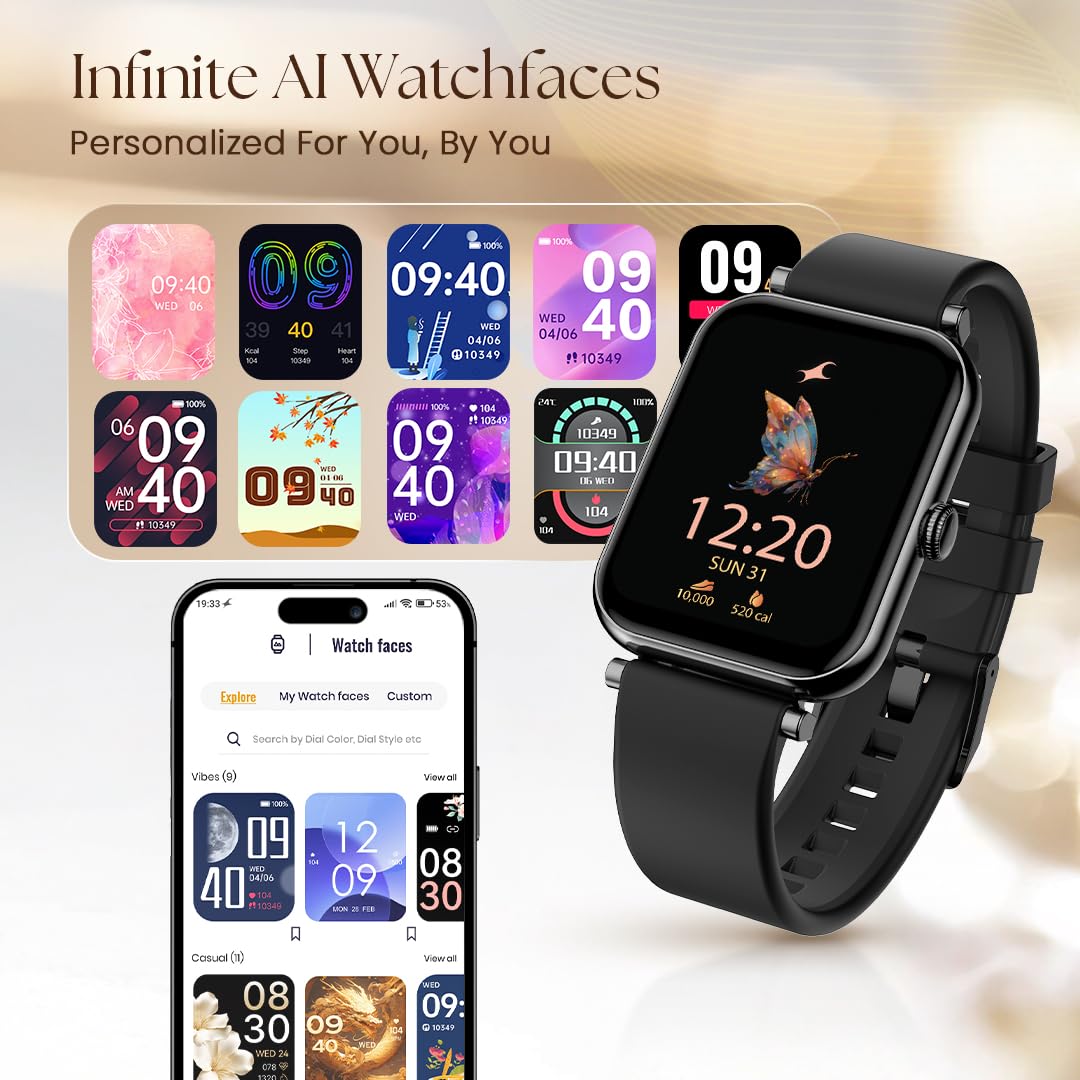Fastrack Noir Charm Women Smart Watch 1.65" inch AMOLED Display,Sleek Design,AI Watchface & AI Chat,Functional Crown,24/7 Health Suite,BT Calling,SpO2,HRM,IP68, Multiple Menu Styles,Games - Rose Gold