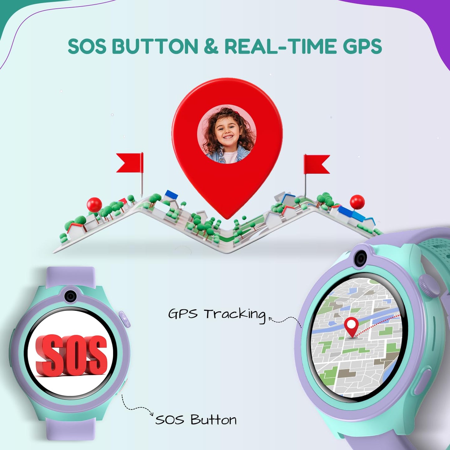 SPIKY Smart Watch for Kids Girls and Boys, GPS Tracking Smartwatch with 4G Sim Support, SOS, Long Battery, WiFi, IP68 | Voice & Video Call Watch (Purple)