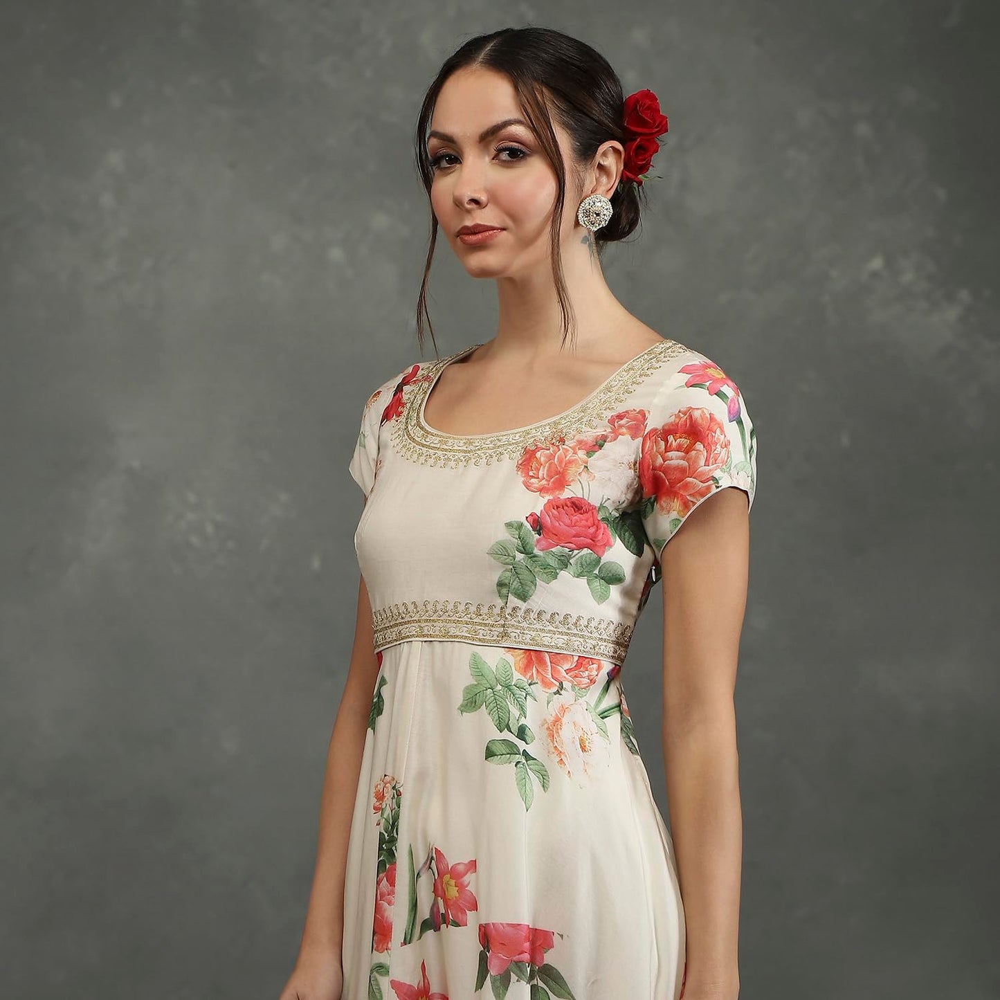 BIBA Women's Silk Chanderi Kurta Sets (CKD10748AW24CRM_Neutral