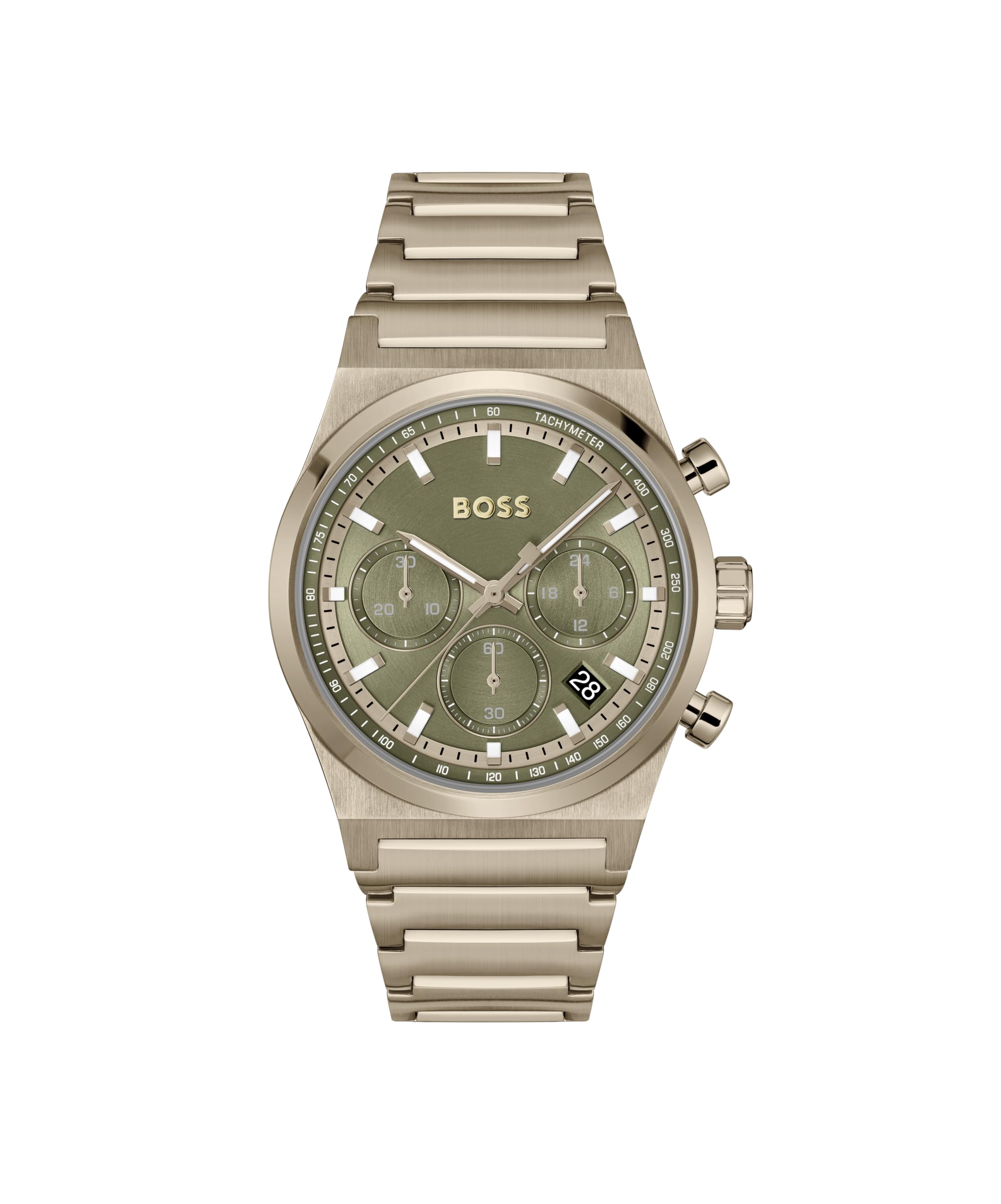 BOSS Candor Chrono Qtz Fashion Chrono Olive Green Round Dial Men's