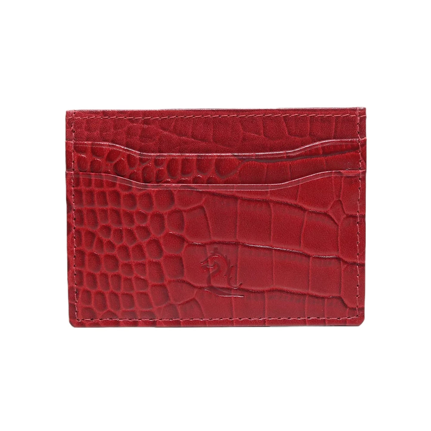 KARA Unisex Embossed Leather Card Holder Red Slim Credit/Debit Cardholder - ATM Card Cover Case wtih 5 Card Holder Slots