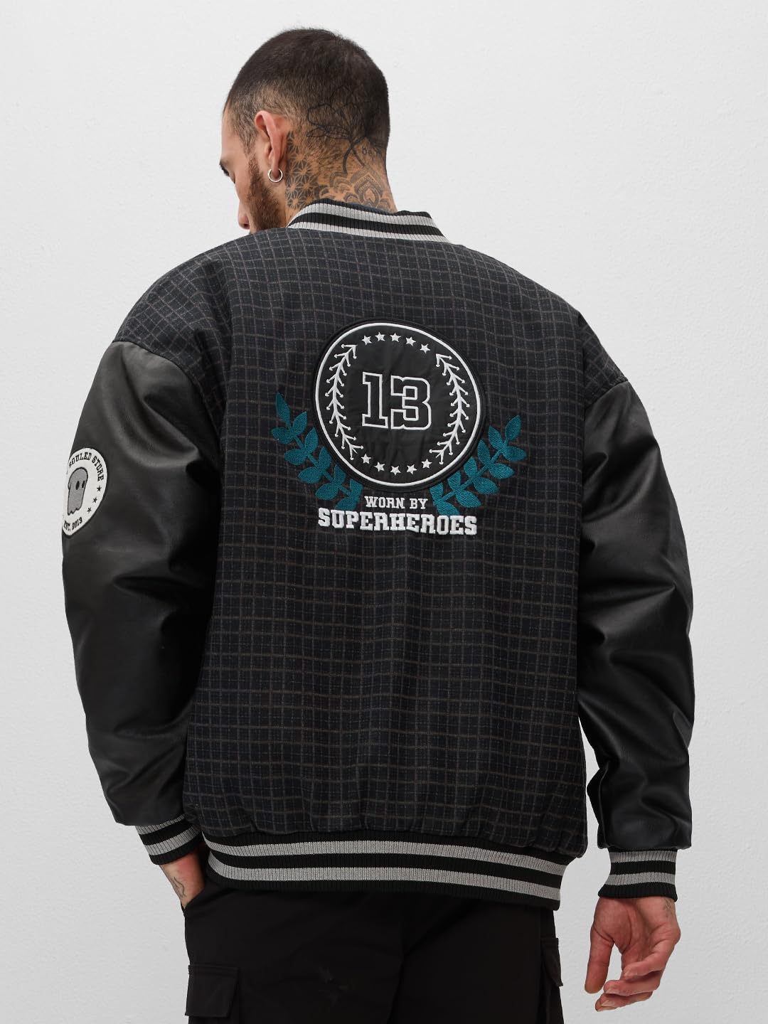 The Souled Store Flannel Varsity : Urban Arcade Men and Boys Long Sleeve Button Front Multicolor Graphic Printed Oversized Fit Varsity Jackets