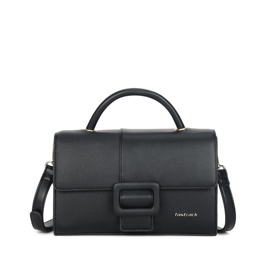 Fastrack Boldlock Satchel Bag | Women’s Faux-Leather Handbag | Top Handle & Detachable Strap | Magnetic Flap + Zipper Closure | Everyday Casual & Work Carry