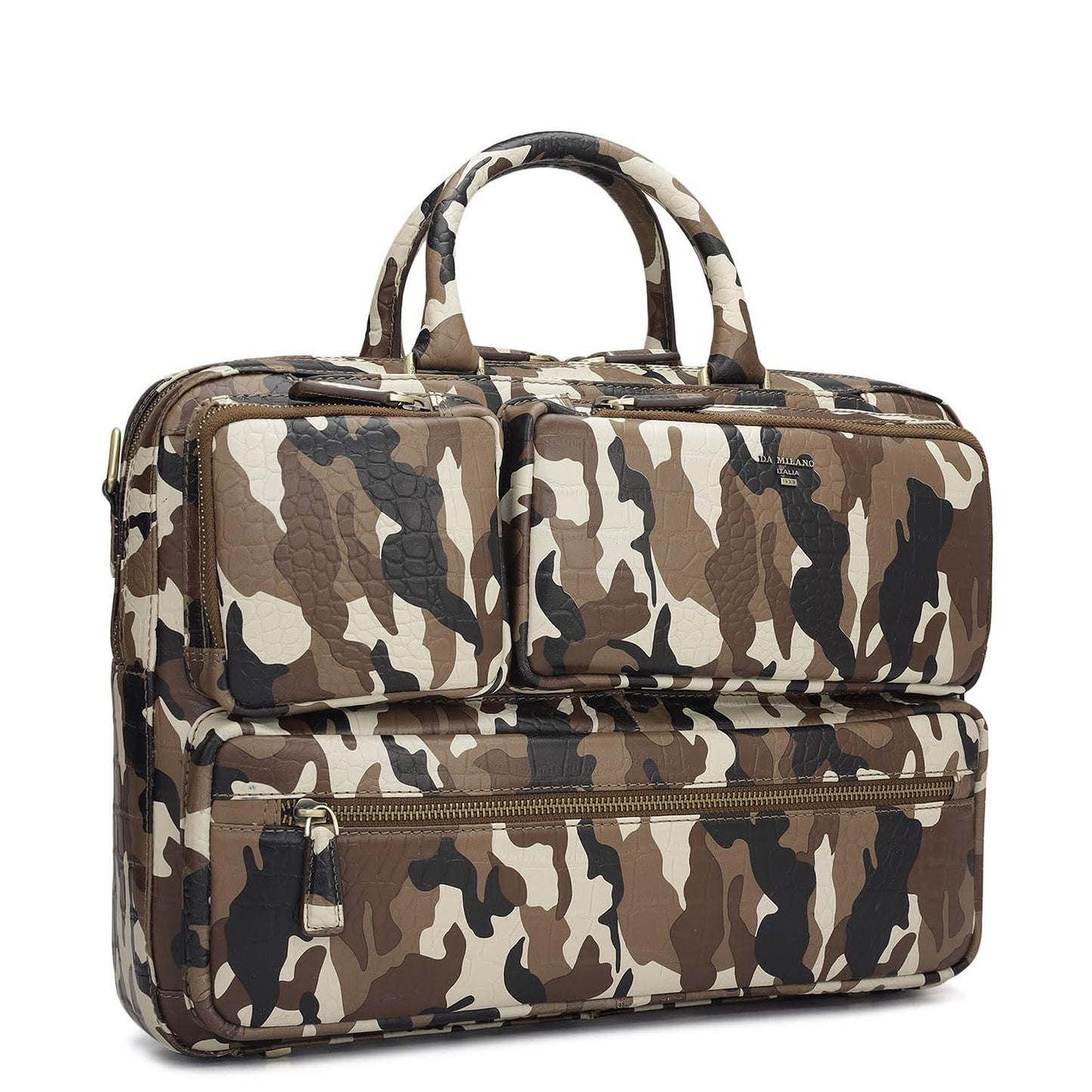 Da Milano Leather Laptop Bag for Men & for Women - Fits Upto 15" Laptop - Brown & Black