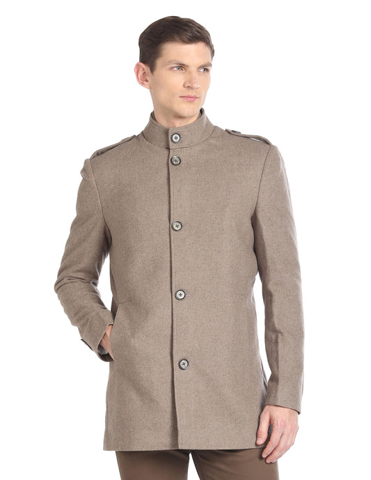 Arrow Men's Wool Standard Length Trench Coat (ASAGJK4794_Beige, 2XL