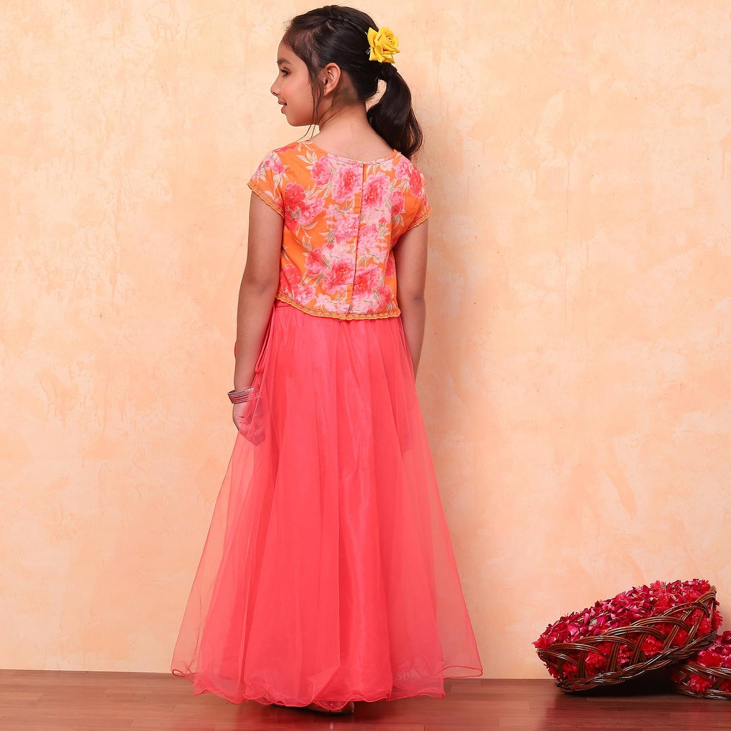 Biba Girl's Cotton Lehenga Choli Set (KW4984EAW24ORANGE10 Years-11 Years)