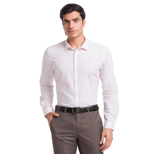 Park Avenue Men's Slim Fit Pure Cotton Print Pattern Short Semi Cutaway Collar Full Sleeve Formal Shirt (Size: 42)-PMSY16885-R4 Medium Red