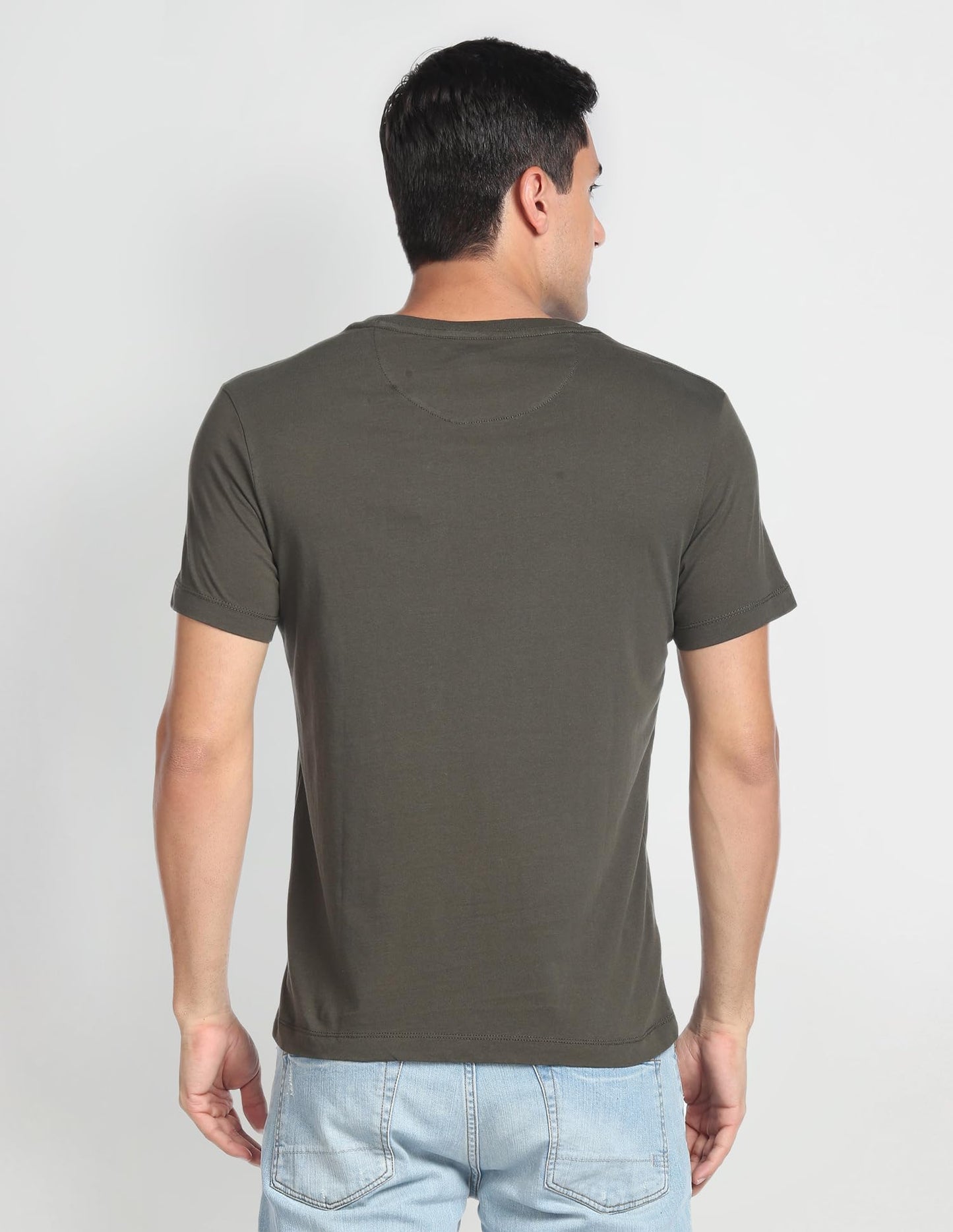 U.S. POLO ASSN. Mens Muscle FIT Half Sleeve Round Neck T-Shirts (UDTSHS0416_Olive_L)