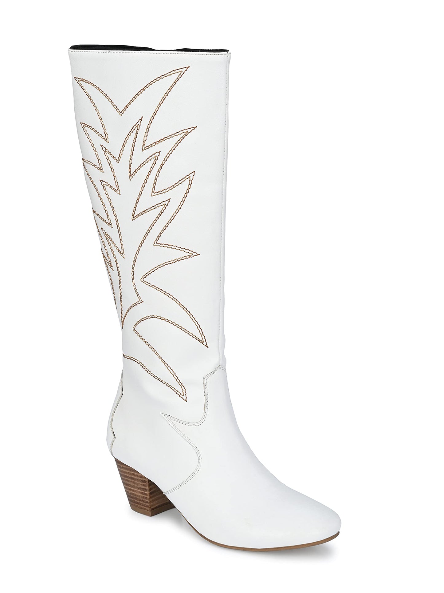 Delize Women's White Cowboy Knee Boots