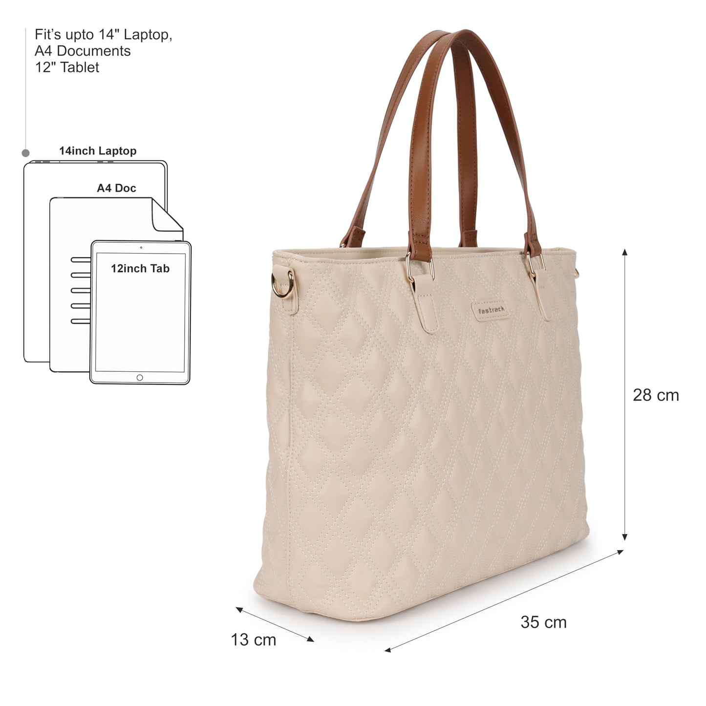 Fastrack Quilted Crush laptop tote | Women’s Quilted Laptop tote | Padded 14" Sleeve, Dual Handles & Adjustable Strap