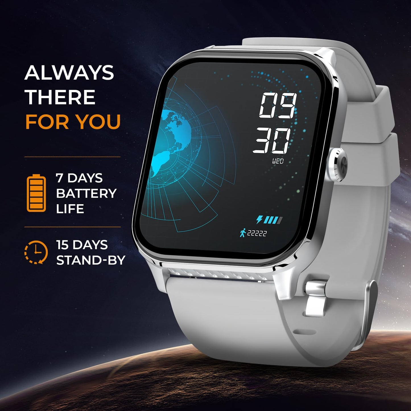 beatXP Marv 1.85 (4.5 cm) HD Display Smart Watch with Bluetooth Calling, AI Voice Assistance, Heart Rate, spo2, Sleep Monitoring, 100+ Sports Modes, IP68 Water Resistance (Silver)
