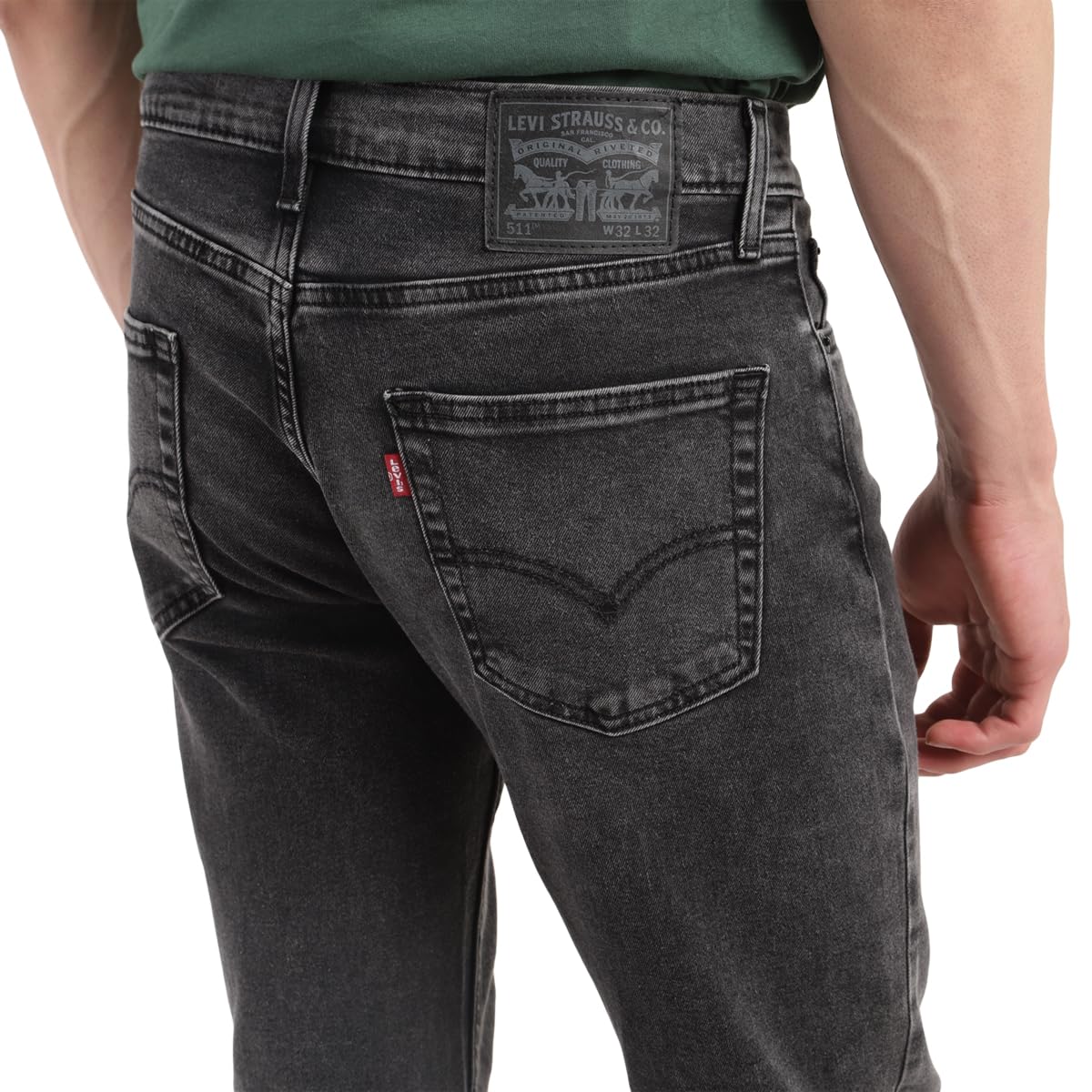 Levi's Men's 511 Slim Fit Mid-Rise Light Fade Stretchable Jeans Black Grey