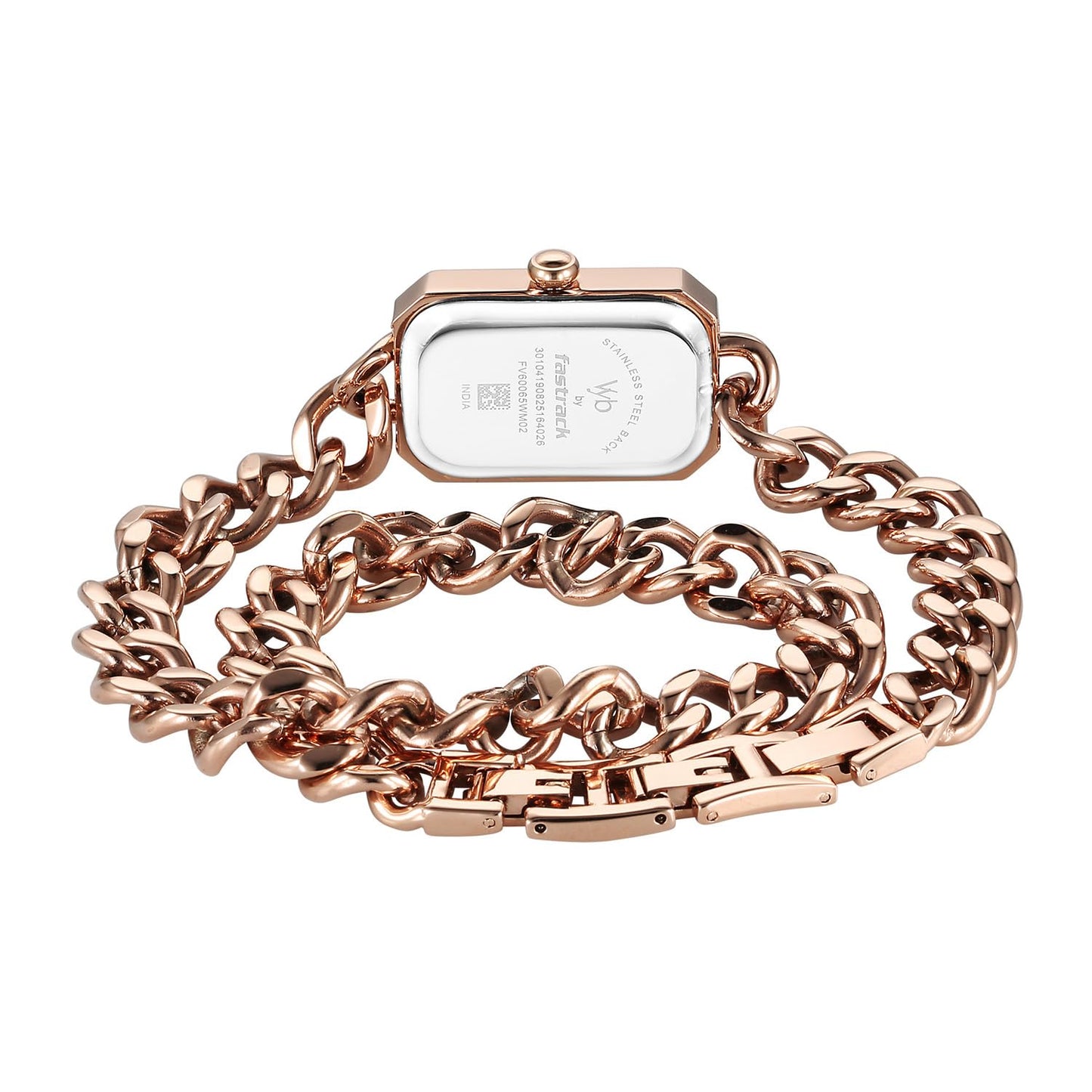 Fastrack Vyb Showstopper Quartz Analog Rose Gold Dial Rose Gold Alloy Strap Watch for Women - FV60065WM02W