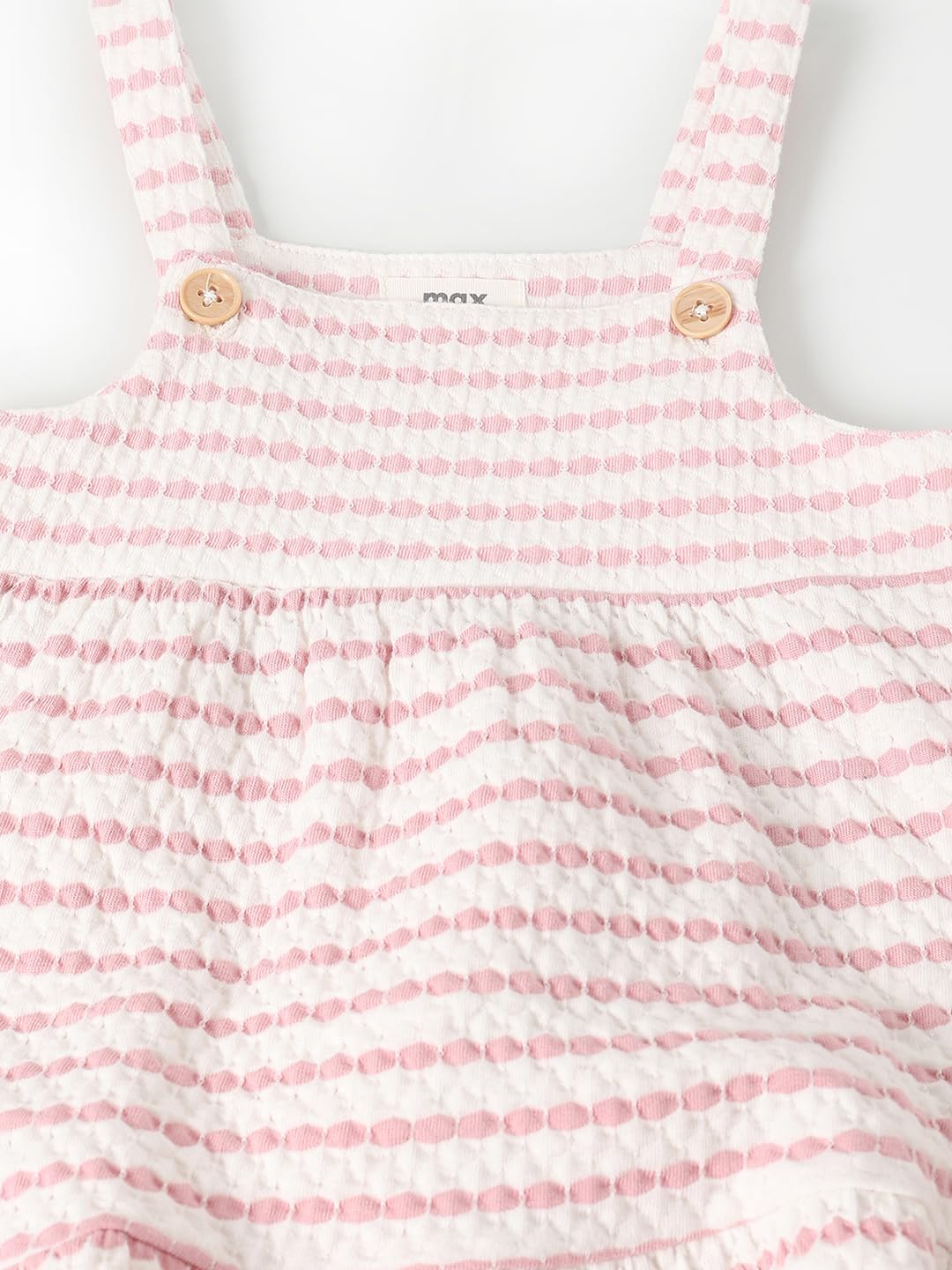 Max Girls Striped Pinafore Dress with T-Shirt (Pink_18-24 M)