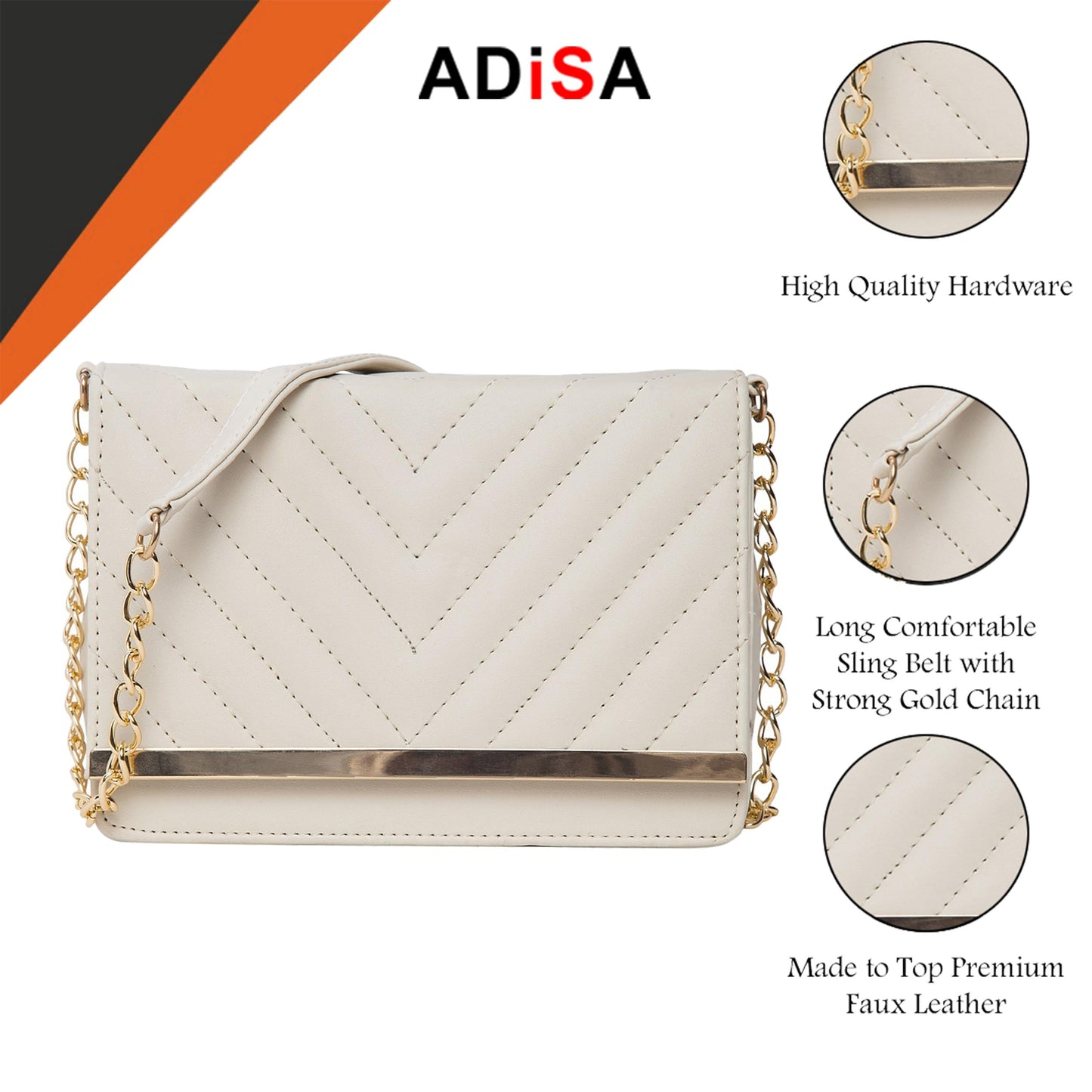 ADISA SL5022 women girls party sling bag (off white)