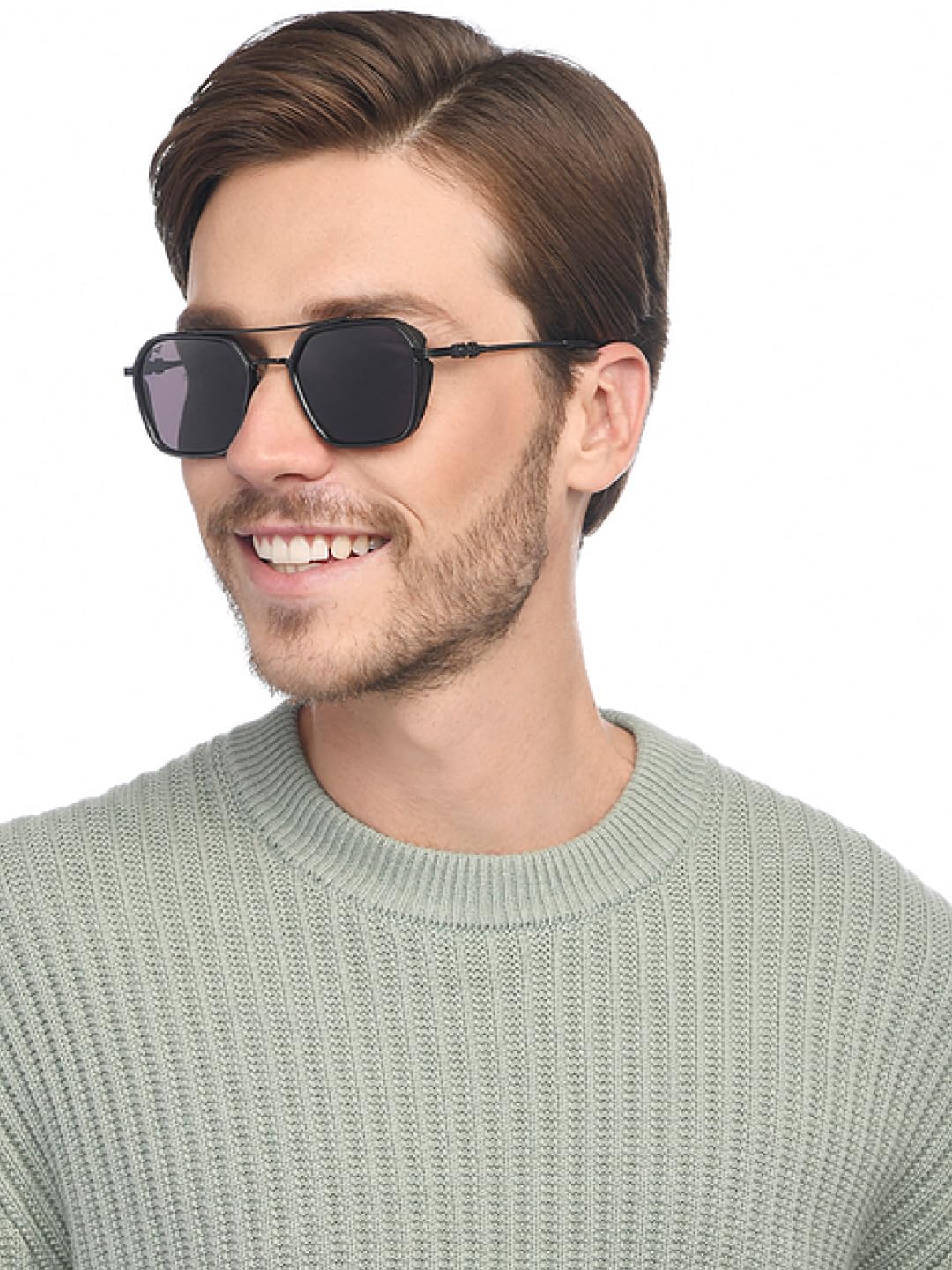 VINCENT CHASE EYEWEAR By Lenskart|Black Grey Full Rim Geometric|Fashion Essentials|Branded Latest And Stylish Sunglasses Hexagonal| 100% Uv Protected|Men & Women|Large|Vc S15801