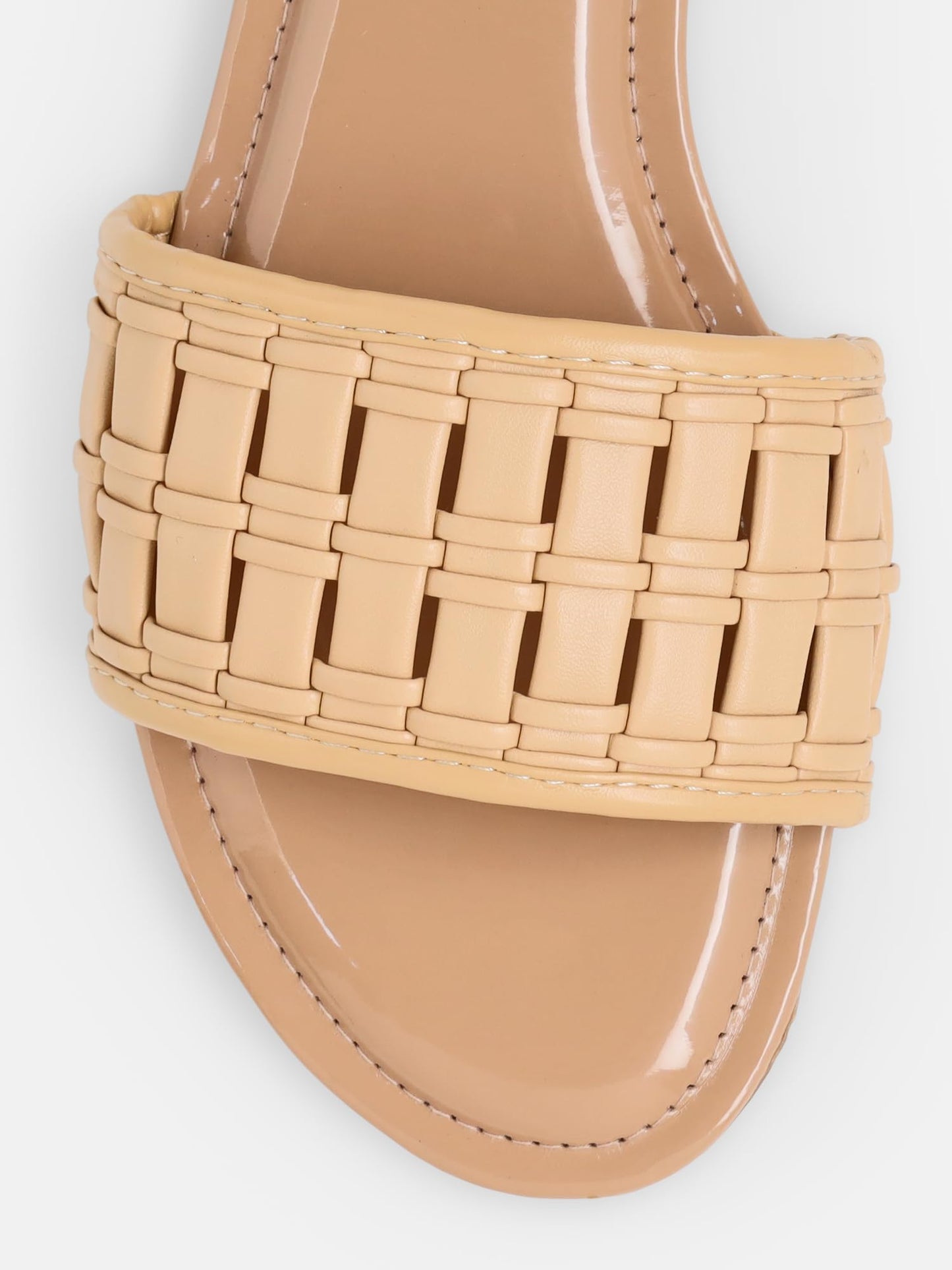 KENNETH COLE Women's Flat Slide Sandal | Synthetic | Basket Weave Strap, Open Toe | Beige, UK9