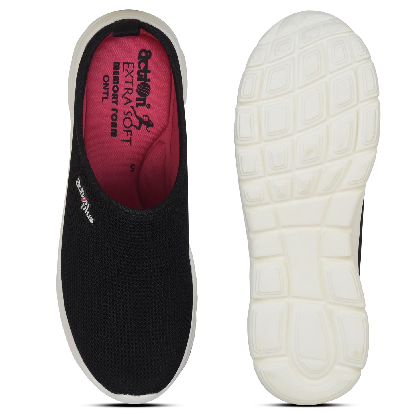 Action Women Black Pink Mules APTW0115BKPK09
