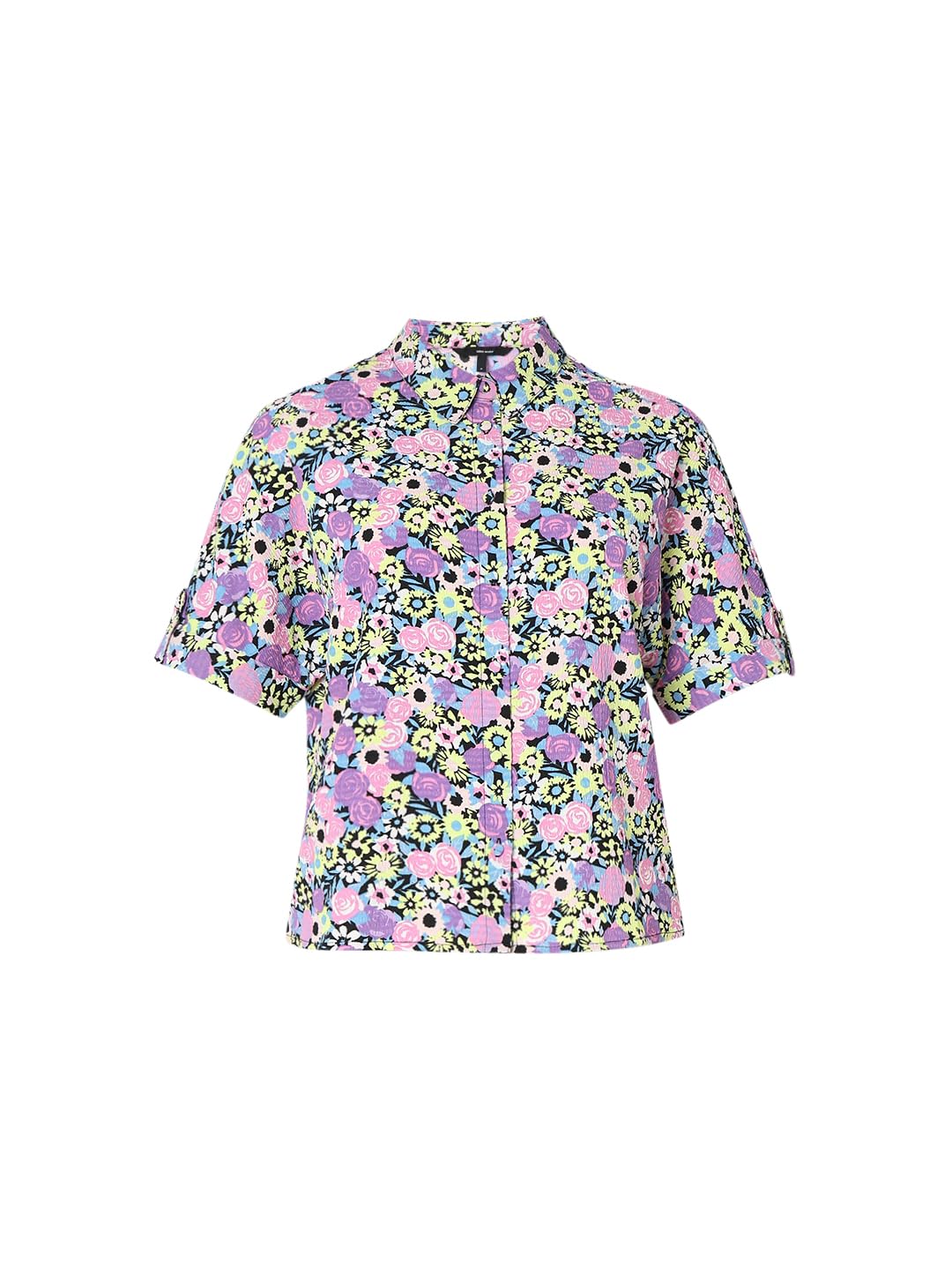 VERO MODA Women Floral Print Purple Polyester Regular Fit Shirt