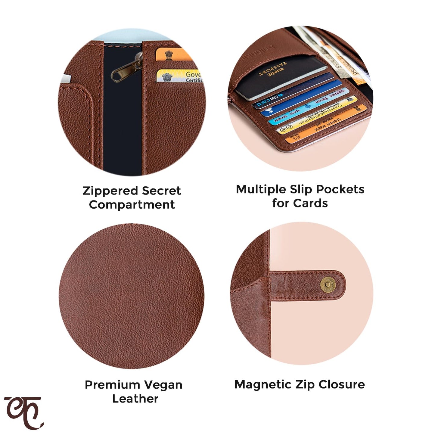 Kalankit Passport Wallet for Women | Vegan Leather Bi-Fold Long Wallet & Travel Purse | Valentine Gift for Her, Valentine Gifts for Women | Worthy