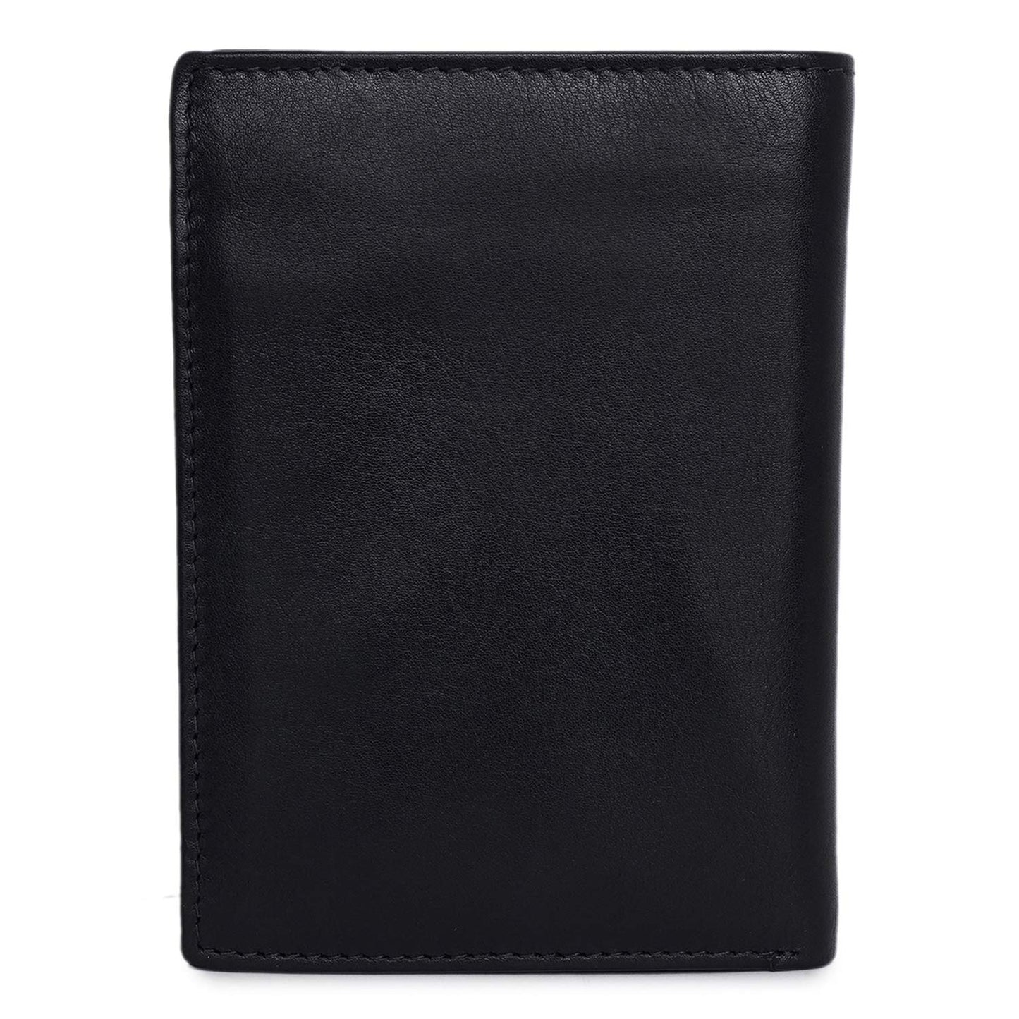 KARA Men's Black Genuine Leather Tri Fold Casual Wallets with 9 Cards Holder Slots - Heavy Duty Formal Wallets for Men - Stylish Men Trifold Purse