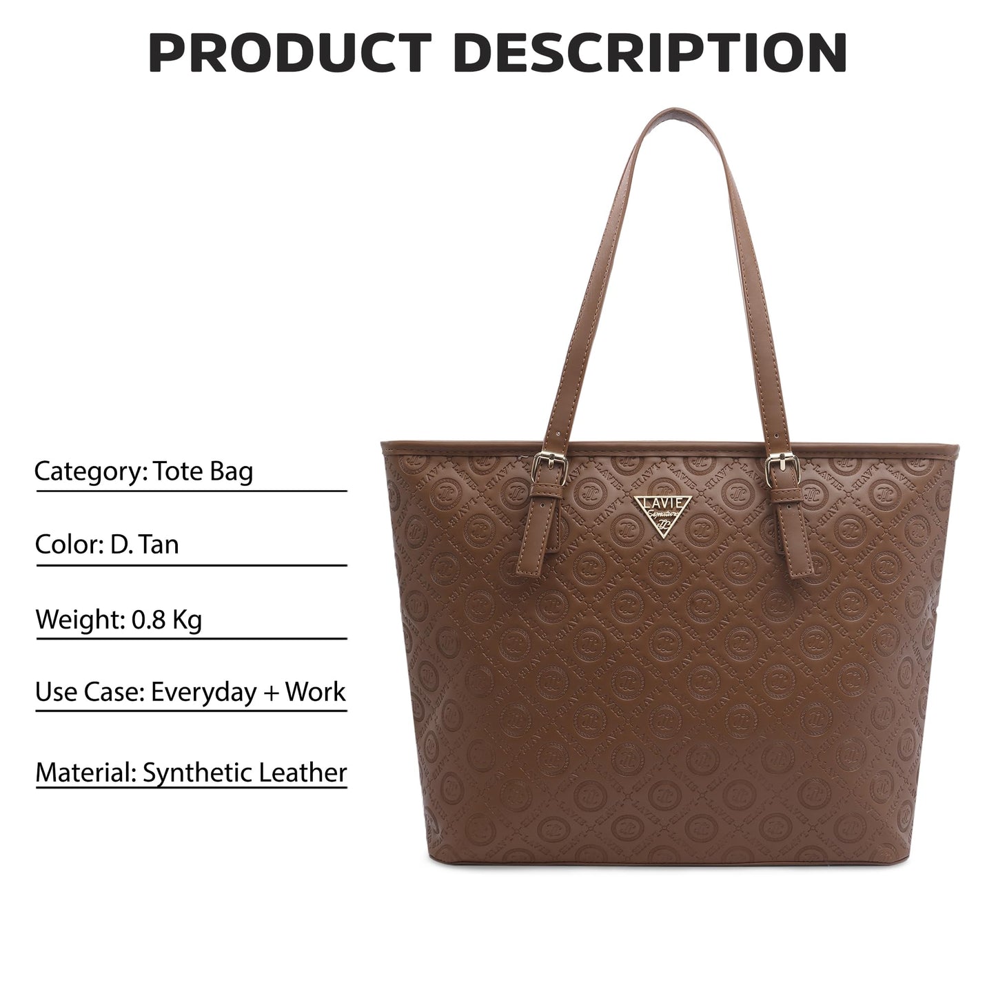 Lavie Signature Women's LS Malibu Tote Bag for Women | Tote Handbag for Work | Ladies purse | Stylish Shoulder Bag | Gift for Women