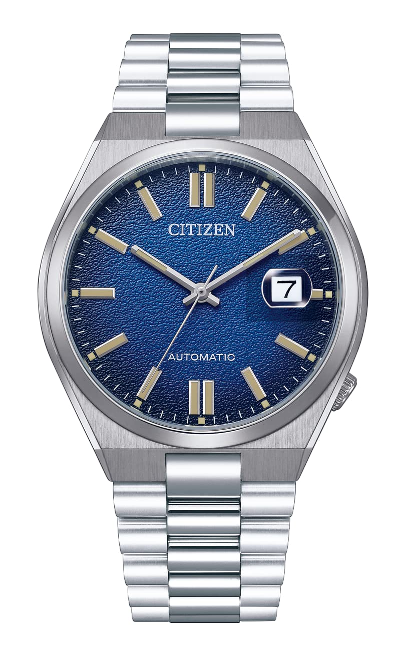 Citizen Automatic Blue Dial Mens Watch NJ0151-88L, Analogue, Stainless Steel, Silver Strap