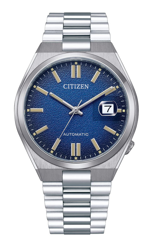 Citizen Automatic Blue Dial Mens Watch NJ0151-88L, Analogue, Stainless Steel, Silver Strap