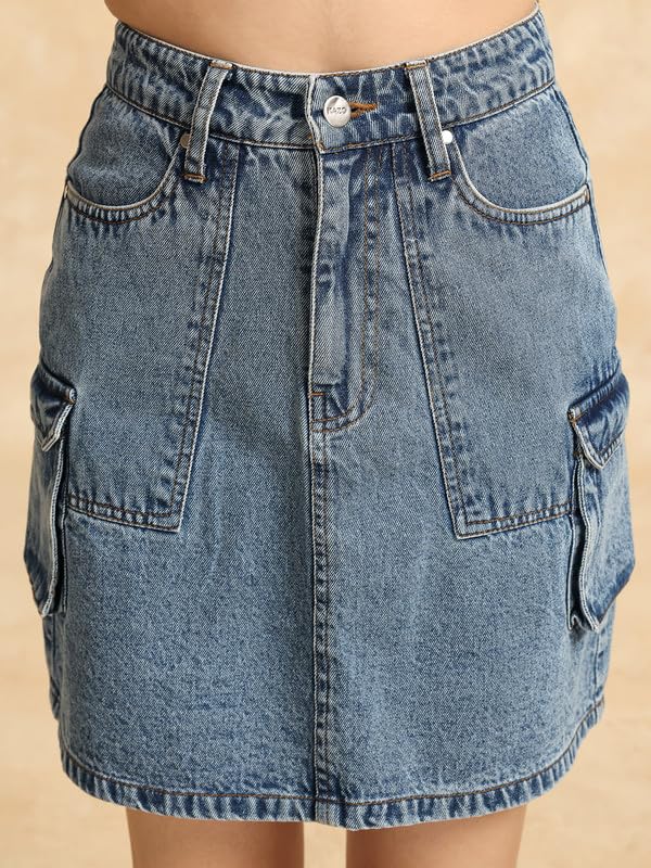 Kazo Derby Mini Skirt Blue