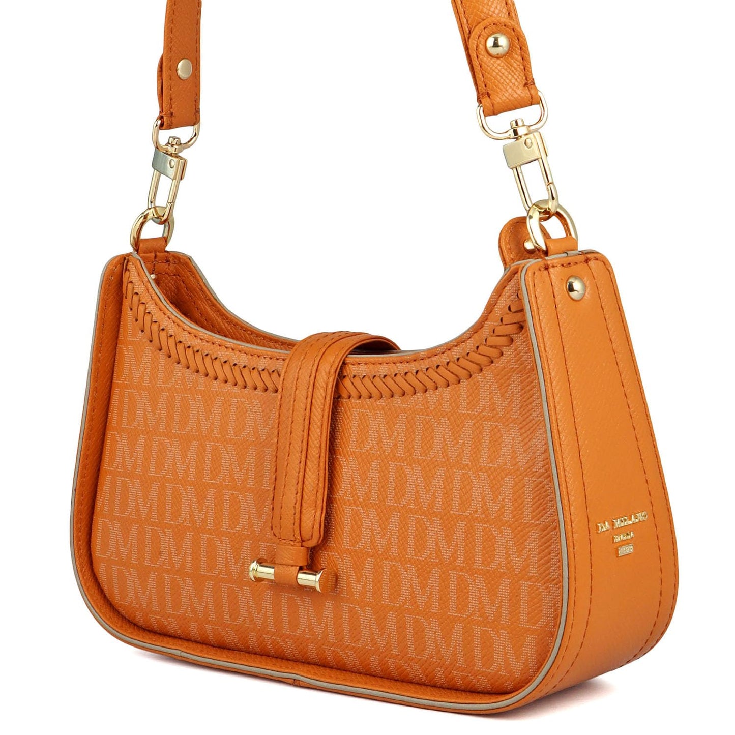 Da Milano Leather Shoulder Bag for Women - Orange