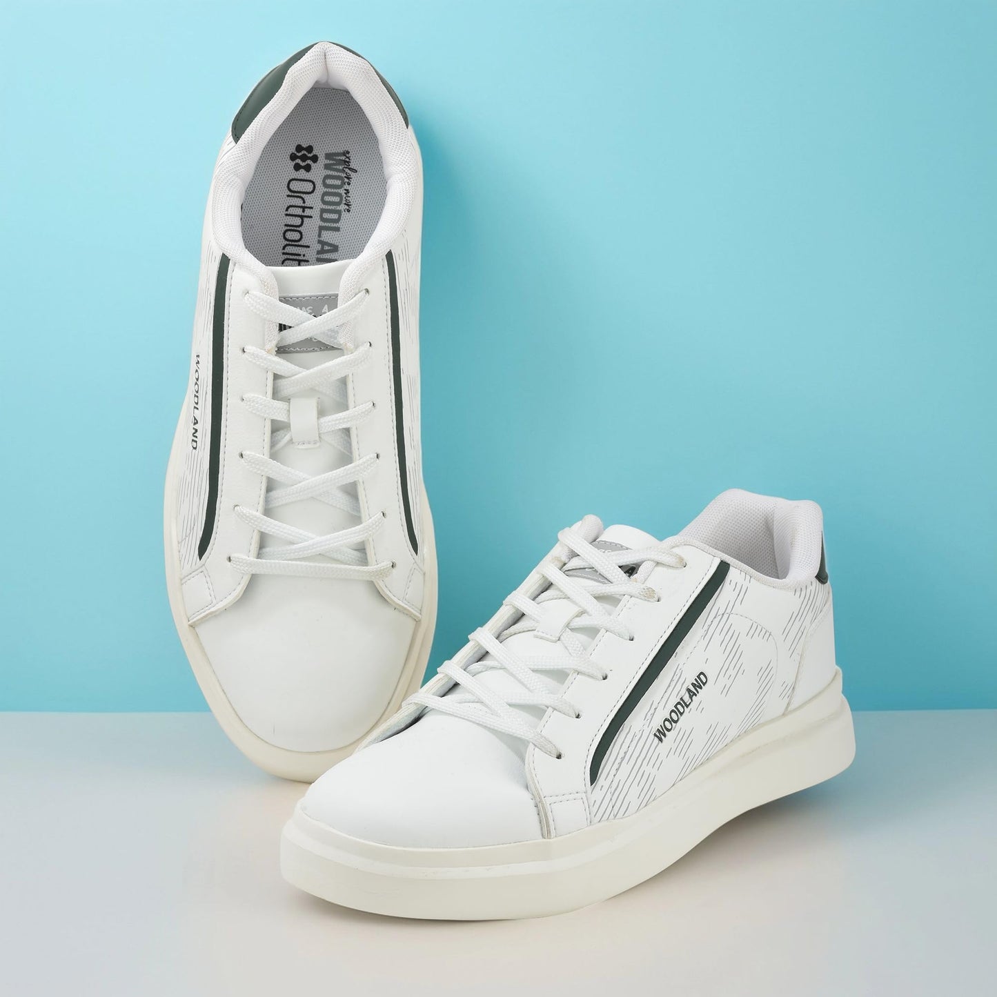 Woodland Men's White PU Sneakers-7 UK (41EURO) (OSNK 4990023)