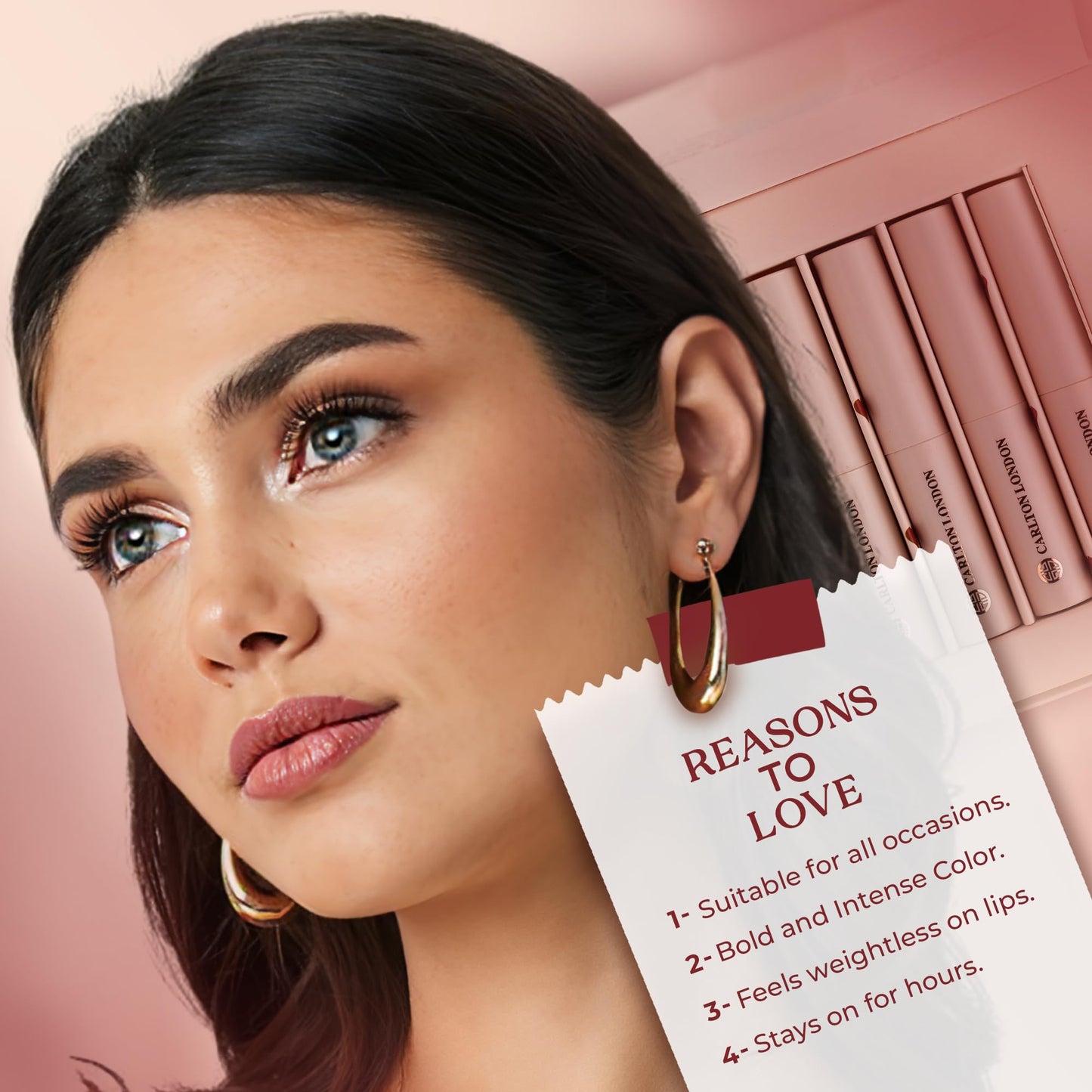 Carlton London Glitterati Satin Lipstick Smudge-Proof Gift Set | Enriched with Vitamin E, Castor oil | Long Lasting | Highly Pigmented | Upto 8Hrs - 4X1.7g