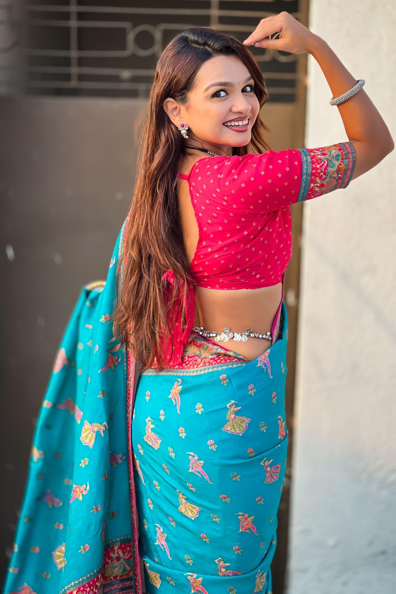 SGF11 Women's Kanjivaram Pure Soft Silk Position Printed Saree With Blouse Piece (Light Blue)