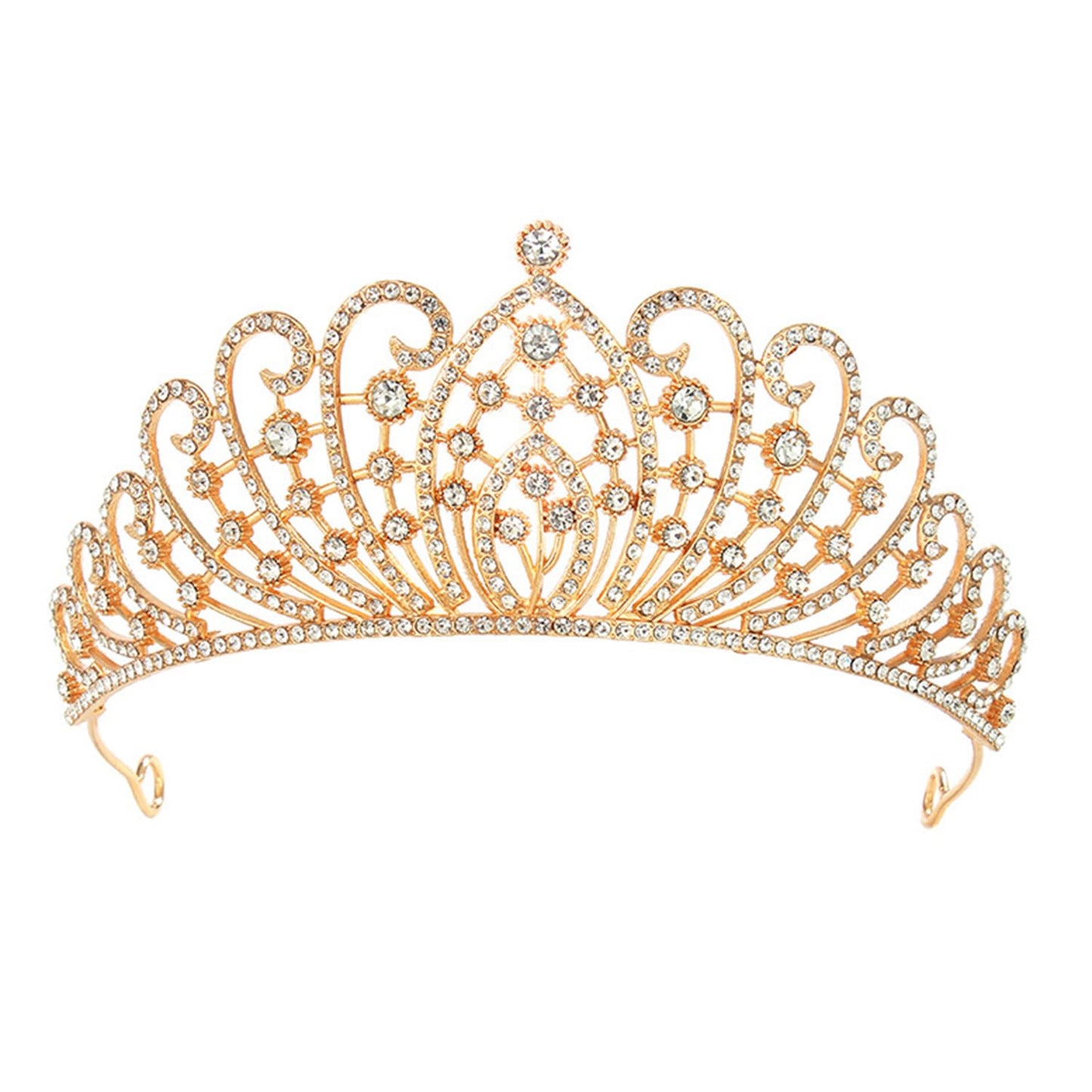 Peora Gold Plated Cubic Zirconia Studded Princess Tiara Crown for Girls & Women Birthday Hair Accessories