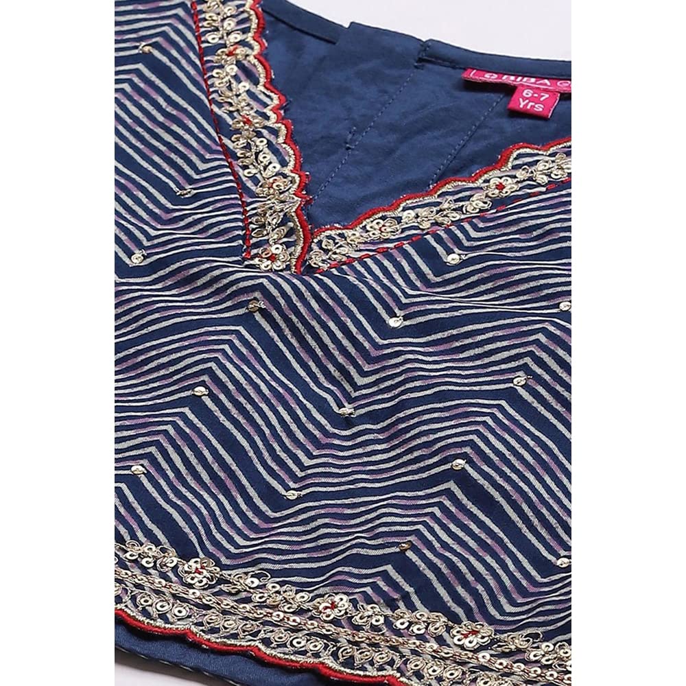 BIBA Girl's Viscose Readymade Printed Relaxed Lehenga Set (Kw4817_Navy Blue_15)