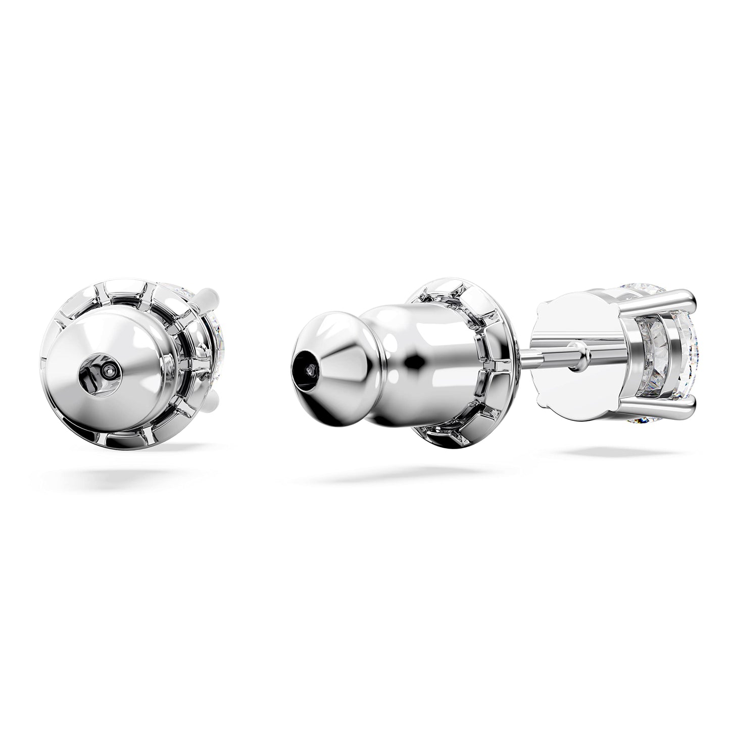 Swarovski Matrix Tennis Necklace and Stud Earrings Set, Round cut, White, Rhodium plated