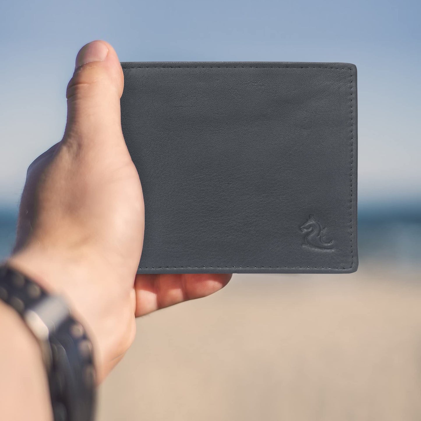 KARA Black Men's Leather Wallet - Bifold Genuine Leather - Purse Wallet for Men with 7 Visiting Cards Slots