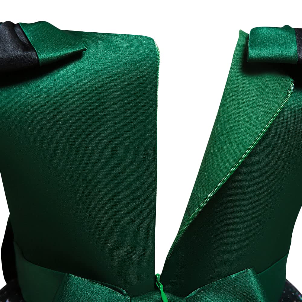 Hopscotch Girls Polyester Bow Applique Party Dress in Green Color For Ages 10-11 Years (XIP-4124428)