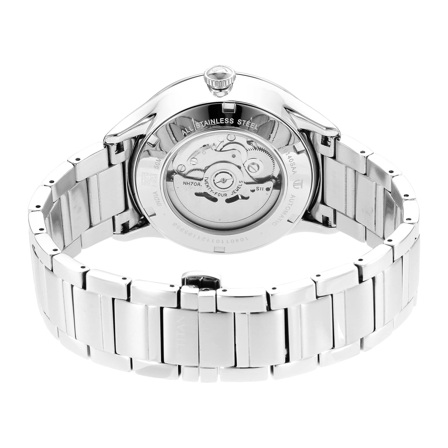 Titan Metal Mechanicals Automatic Midnight Blue Dial Silver Stainless Steel Strap Watch for Men - NT90140SM01